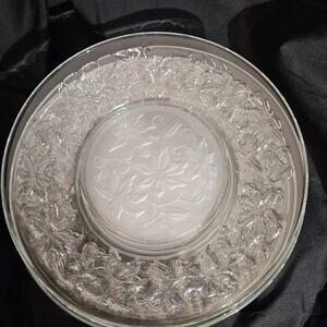 Princess House Fantasia Clear Glass 8" Salad Plates Lot 3 Floral Pattern